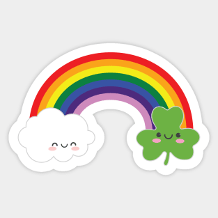 Rainbow kawaii shamrock saint Patrick's day Sticker